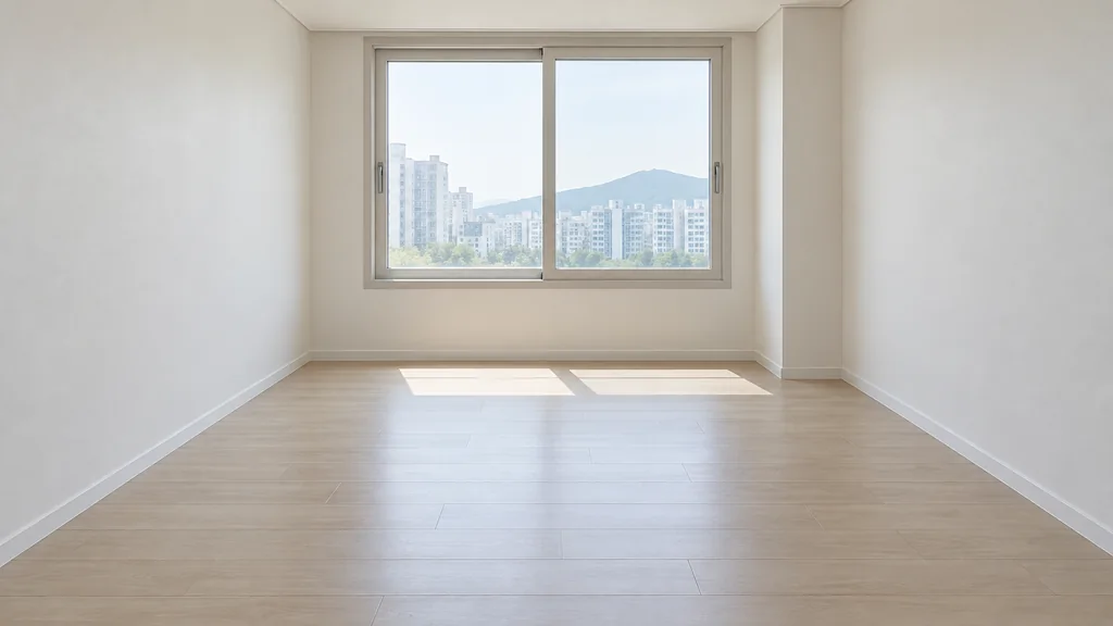 깨끗이 비운 원룸, 창으로 빛이 듦